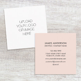 Tarjeta De Visita Cuadrada logotipo de personalizado Minimalista Rubor Pink