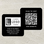 Tarjeta De Visita Cuadrada Logotipo de Personalizado negro moderno y código Q<br><div class="desc">El diseño moderno y minimalista de tarjetas de visita cuadrada en blanco y negro incluye el logotipo de su empresa y el código QR personalizado en la parte posterior. Personalizar la redacción con su información comercial preferida, como el nombre de la empresa, la dirección, el número de teléfono o el...</div>