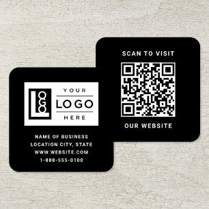 Tarjeta De Visita Cuadrada Logotipo de Personalizado negro moderno y código Q