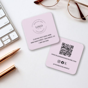 Tarjeta De Visita Cuadrada Logotipo de Personalizado rosa Iconos sociales Cód