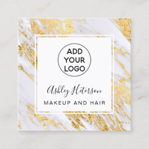 Tarjeta De Visita Cuadrada Logotipo de Relieve metalizado dorado de moda mode
