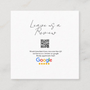Tarjeta De Visita Cuadrada logotipo de reseña comercial de Google Scan QR res