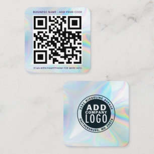 Tarjeta De Visita Cuadrada Logotipo de su empresa y código QR holográfico