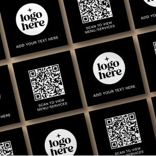 Tarjeta De Visita Cuadrada Logotipo de texto comercial de código QR simple
