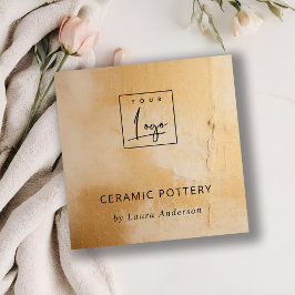 Tarjeta De Visita Cuadrada Logotipo de textura de pintura de aceite de Oro Be