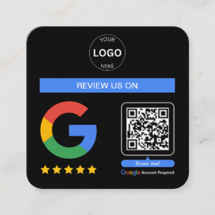 Tarjeta De Visita Cuadrada Logotipo del código Qr de Google Review Gracias Mi