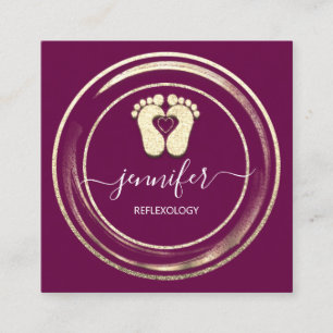 Tarjeta De Visita Cuadrada Logotipo del código QR Reflexología Foot Massage P