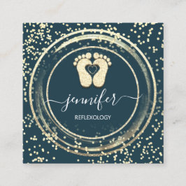 Tarjeta De Visita Cuadrada Logotipo del código QR Reflexología Pies de masaje