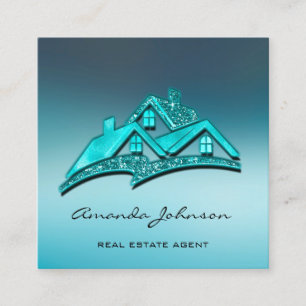Tarjeta De Visita Cuadrada Logotipo del Personalizado Casa Agente Inmobiliari