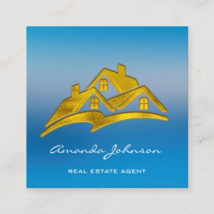 Tarjeta De Visita Cuadrada Logotipo del Personalizado Casa Agente Inmobiliari
