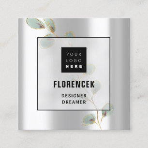 Tarjeta De Visita Cuadrada Logotipo del personalizado CÓDIGO QR Leafs de oro 