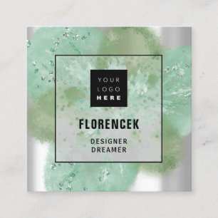 Tarjeta De Visita Cuadrada Logotipo del personalizado CÓDIGO QR Resumen de Fl