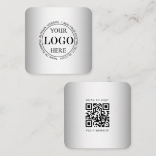 Tarjeta De Visita Cuadrada Logotipo del Personalizado de fondo gris oscuro