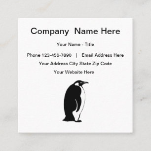 Tarjeta De Visita Cuadrada Logotipo del pingüino único