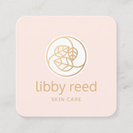 Tarjeta De Visita Cuadrada Logotipo del trío Salto de oro Spa de belleza rosa