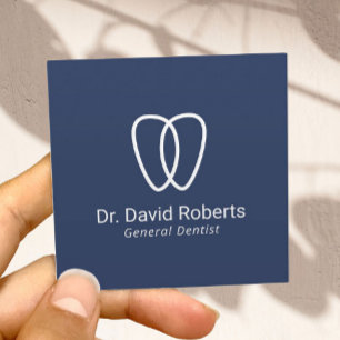 Tarjeta De Visita Cuadrada Logotipo dental marina Minimalista