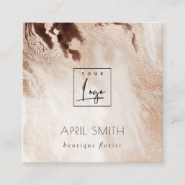 Tarjeta De Visita Cuadrada Logotipo elegante de código QR para el Purpurina d