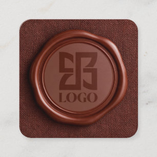 Tarjeta De Visita Cuadrada Logotipo empresarial elegante de cera de Burdeos f
