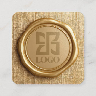 Tarjeta De Visita Cuadrada Logotipo empresarial elegante de cera dorada falsa