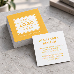 Tarjeta De Visita Cuadrada Logotipo empresarial personalizado amarillo modern