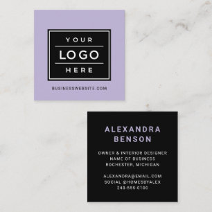 Tarjeta De Visita Cuadrada Logotipo empresarial personalizado de lila moderno