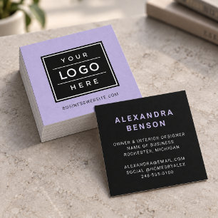 Tarjeta De Visita Cuadrada Logotipo empresarial personalizado de lila moderno
