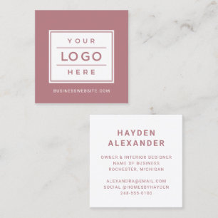 Tarjeta De Visita Cuadrada Logotipo empresarial personalizado de rosa polvori