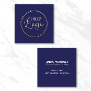 Tarjeta De Visita Cuadrada Logotipo en azul marino oscuro
