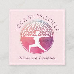 Tarjeta De Visita Cuadrada Logotipo floreciente de la actitud de la yoga de