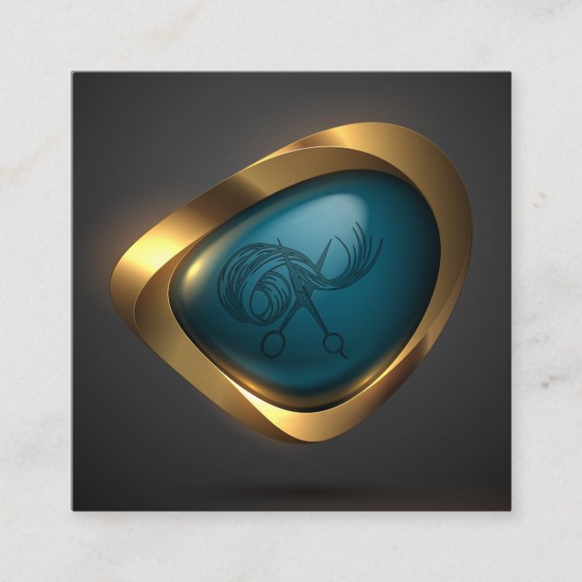 Tarjeta De Visita Cuadrada Logotipo Gold Profesional de peluquería moderna (Anverso)