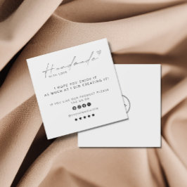 Tarjeta De Visita Cuadrada Logotipo Hecho a Mano Con Amor Pequeñas Empresas R