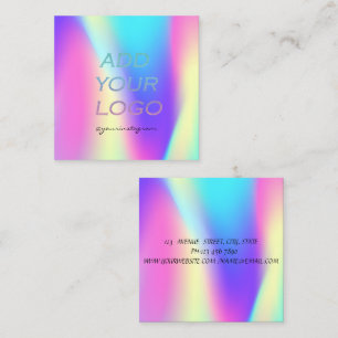 Tarjeta De Visita Cuadrada Logotipo holográfico genial Agrega tu logo