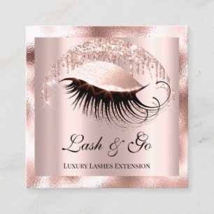 Tarjeta De Visita Cuadrada Logotipo Lux Rosa de extensión de Eyelash para art