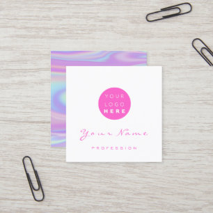 Tarjeta De Visita Cuadrada Logotipo maquillaje Cabello Nail Floral Holograma 