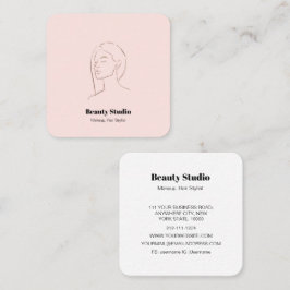 Tarjeta De Visita Cuadrada Logotipo minimalista de cara Belleza del pelo Maqu
