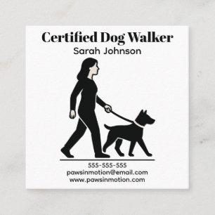 Tarjeta De Visita Cuadrada Logotipo Minimalista de personalizable Dog Walker
