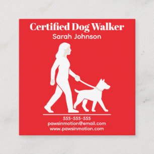 Tarjeta De Visita Cuadrada Logotipo Minimalista de personalizable Dog Walker