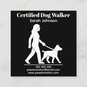 Tarjeta De Visita Cuadrada Logotipo Minimalista de personalizable Dog Walker