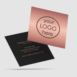 Tarjeta De Visita Cuadrada Logotipo Minimalista moderno de oro Rosa