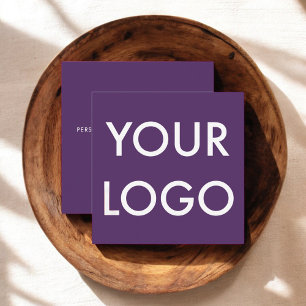 Tarjeta De Visita Cuadrada Logotipo Minimalista moderno morado