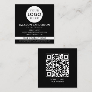 Tarjeta De Visita Cuadrada Logotipo minimalista moderno profesional negro y b