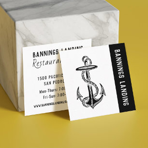Tarjeta De Visita Cuadrada Logotipo mínimo Cuadrado blanco y negro