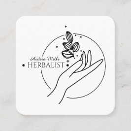 Tarjeta De Visita Cuadrada Logotipo mínimo de la línea negra simple y moderno