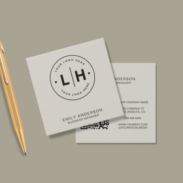 Tarjeta De Visita Cuadrada Logotipo mínimo moderno QR (Subido por el creador)