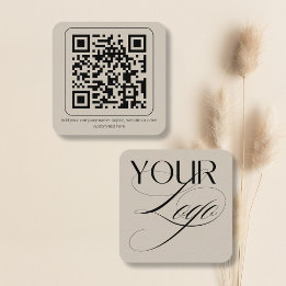Tarjeta De Visita Cuadrada Logotipo mínimo simple Personalizado de código QR