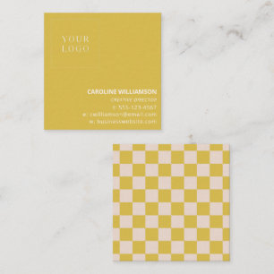 Tarjeta De Visita Cuadrada Logotipo moderno de tablero de ajedrez amarillo Br
