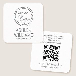 Tarjeta De Visita Cuadrada Logotipo moderno personalizado de la empresa Códig