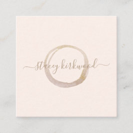 Tarjeta De Visita Cuadrada Logotipo moderno Rubor Pink Gold Faux Purpurina Ci