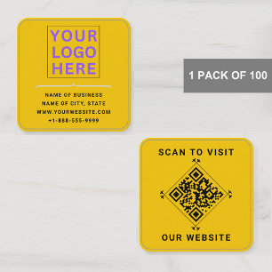 Tarjeta De Visita Cuadrada Logotipo moderno y código QR Rincón redondeado d