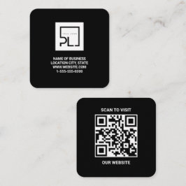Tarjeta De Visita Cuadrada Logotipo negro moderno personalizado y código QR c